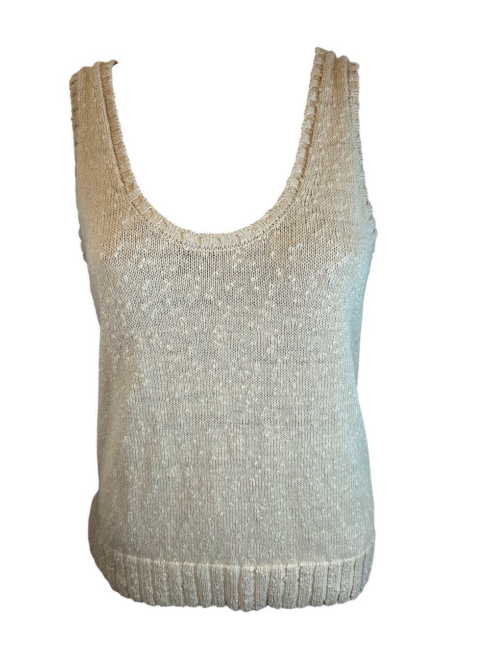 Loft Chunky Knit Tank Top in linen color size S